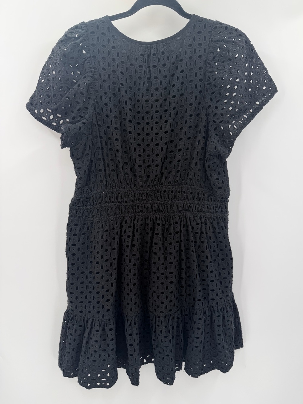 Anthropologie Somerset Black Eyelet Short Dress Plus 1X FLAW - Picture 5 of 6